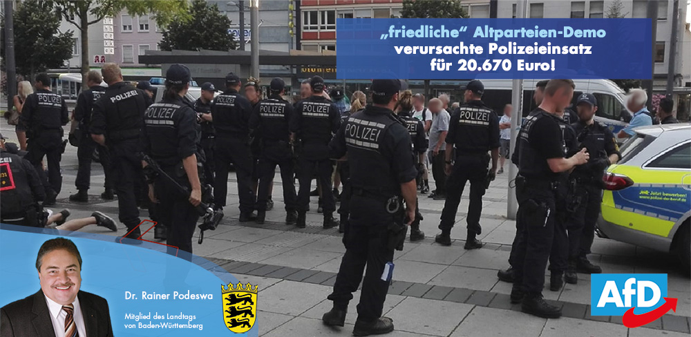Altparteien-Demo verursachte Polizeieinsatz für 20.670 Euro!