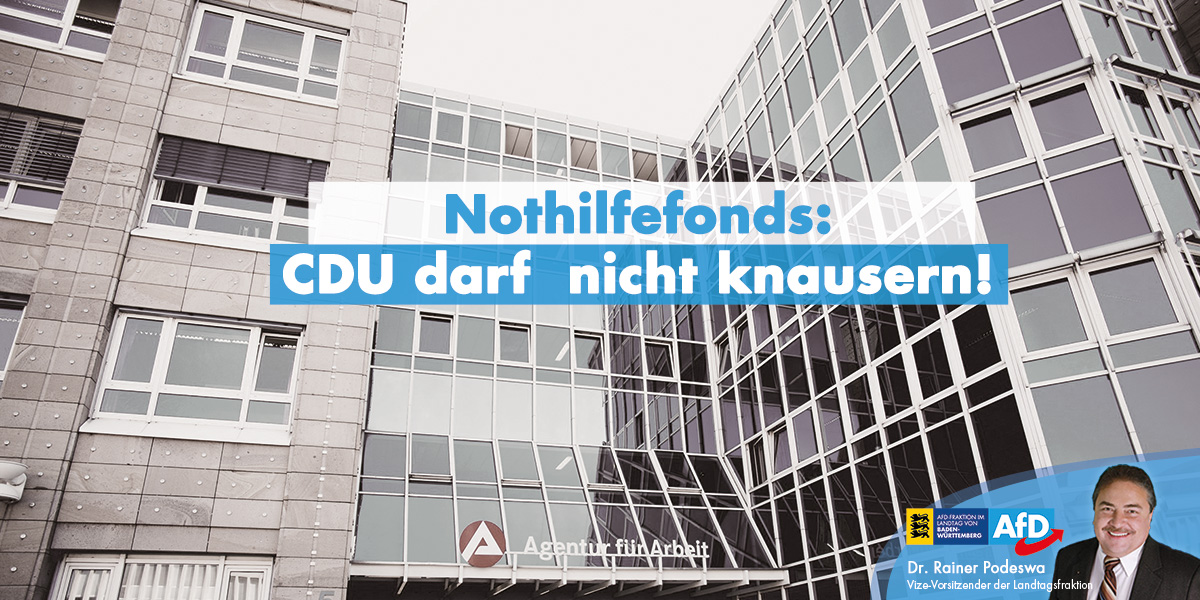 CDU-Regierung darf beim Nothilfefonds nicht knausern!