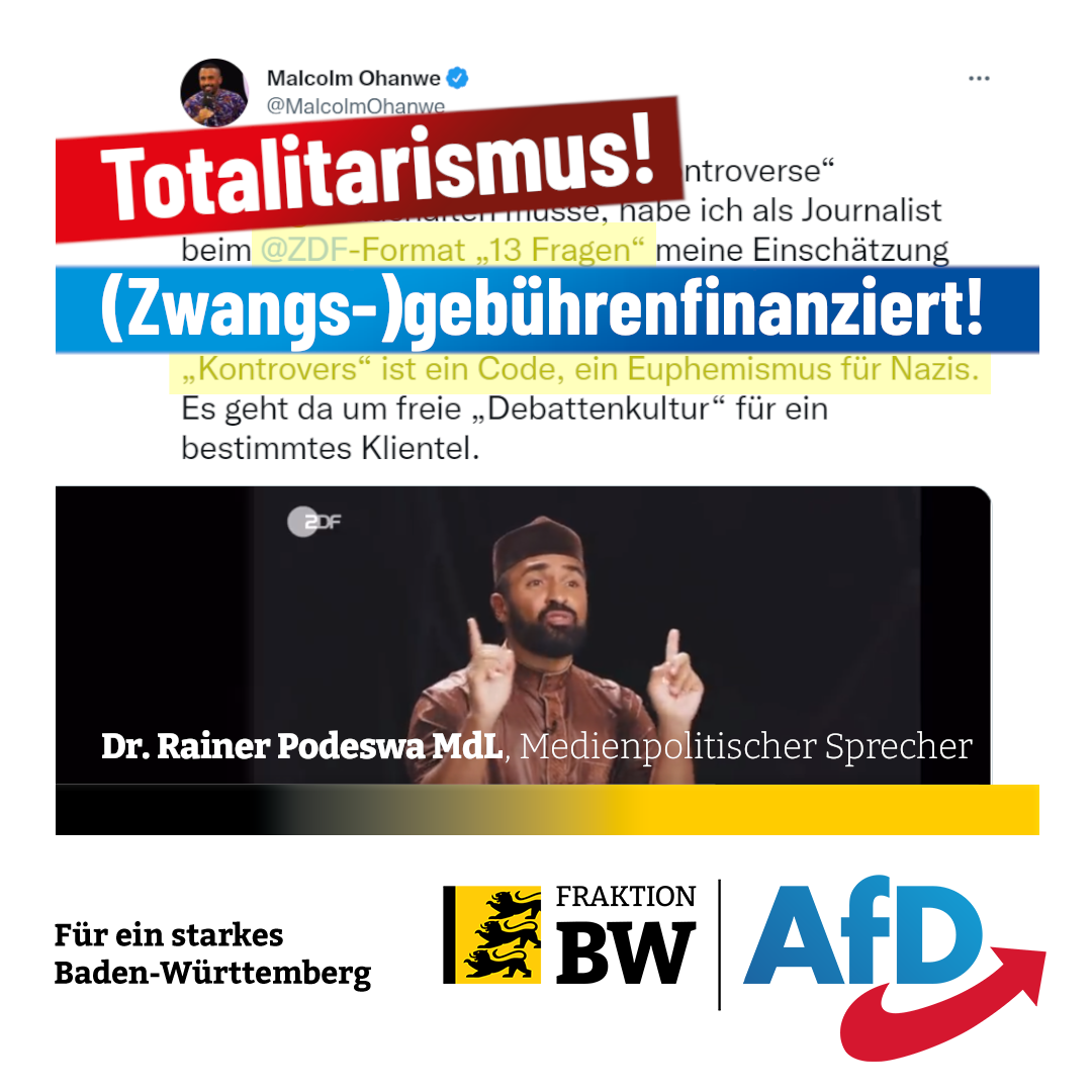 Dr. Rainer Podeswa: ZDF verbreitet gebührenfinanzierten Totalitarismus